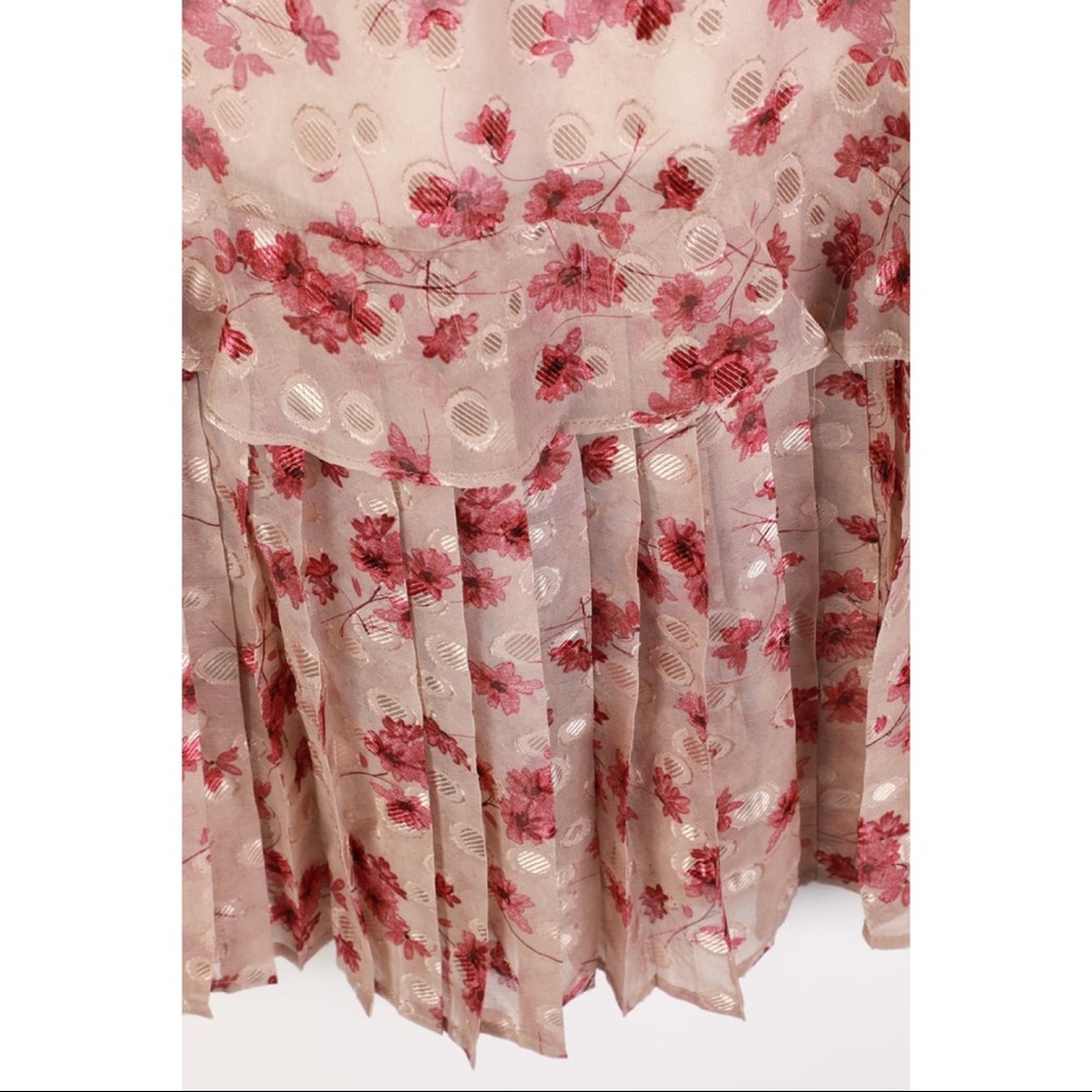NWOT Lulus Terrace Views Taupe Floral Print Tiered Midi Dress XSMALL - Picture 6 of 15